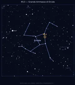 Mappa stellare per individuare M13 (Grande Ammasso di Ercole)
